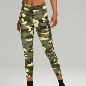 LULULEMON Fast and Free Crop Leggings Heritage 265 Camo Crispin Green Multi 6